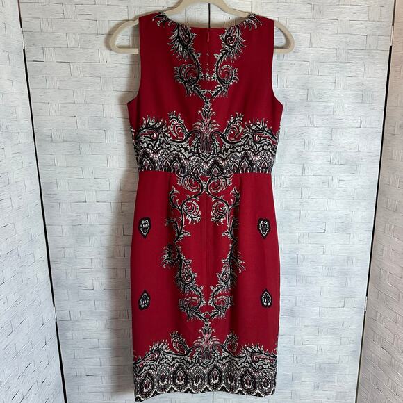 Talbots Womens Dress bodycon pencil paisley sleeveless academia feminine - Picture 2 of 11